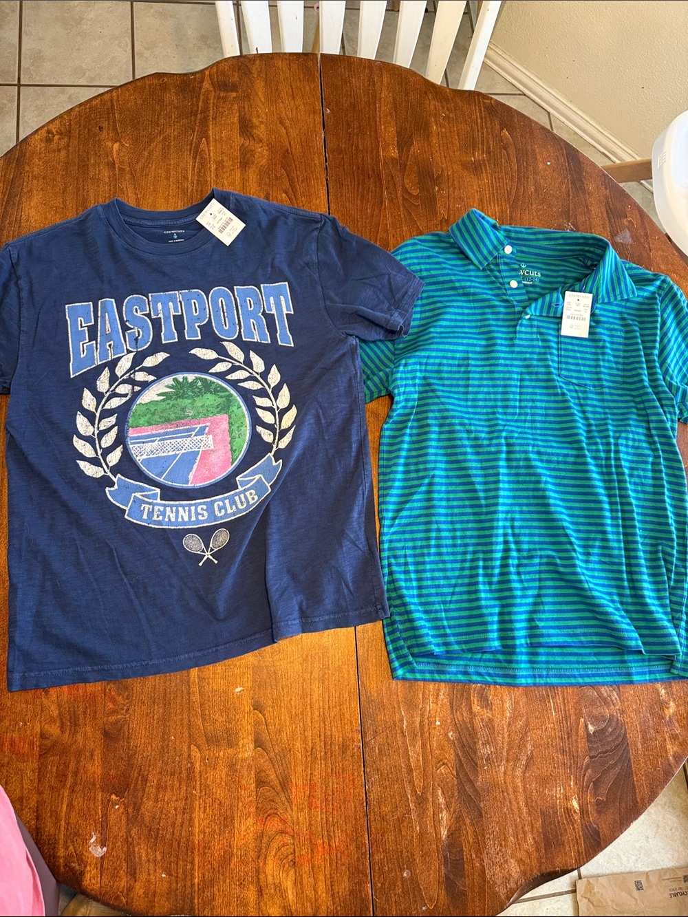 Crewcuts Navy Graphic Tee & Crewcuts Teal Striped Polo
